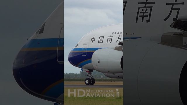 CLOSE UP China Southern Airlines Airbus A380 Takeoff at Amsterdam Airport