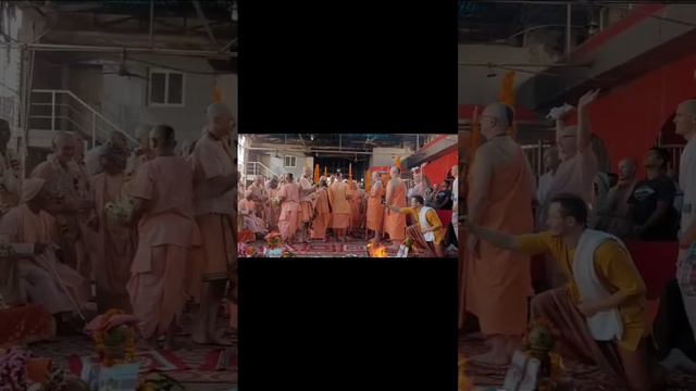 10 vaisnavas took sanyasa today from Srila Bon Mahārāja at Radhe Kunj Vrindavana Dhama