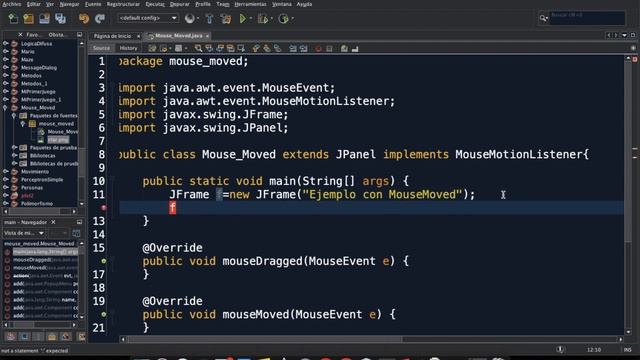 Ejemplo del Evento MouseMoved en Java. смотреть онлайн