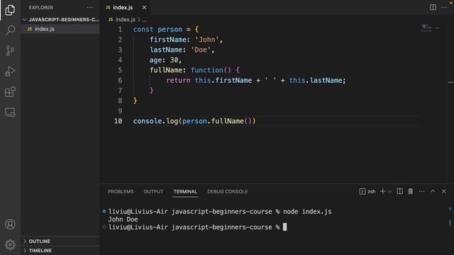 JavaScript Object Methods and the 'this' Keyword