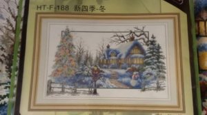 Вышивка крестом. Готовая Работа "Зимний пейзаж"