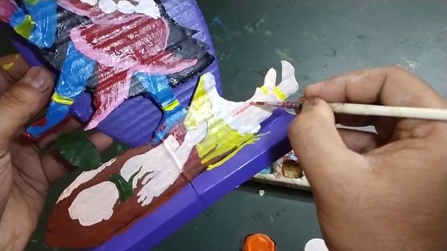 Maa Kali Idol with Cardboard and paper.Dewali craft Paper made Kali murti#diwalispecial#kalipuja#di
