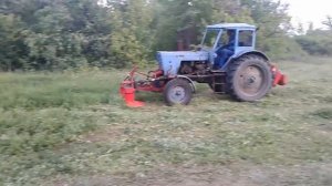 пробный запуск и регулировка тандема двух косилок на МТЗ-50