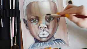 Портрет акварелью ∣ watercolor portrait ∣ темный тон кожи