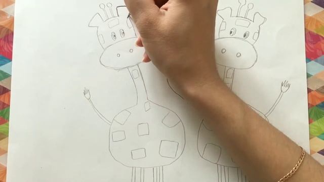 Рисуем жирафов. Как просто нарисовать жирафов. Влюбленные жирафы. смотреть онлайн