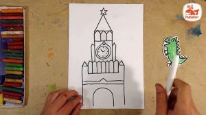Как нарисовать КРЕМЛЬ Московский / Спасская башня от РыбаКит