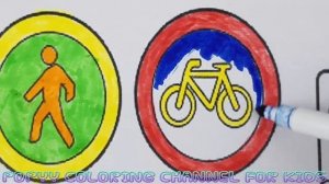 How to Draw Traffic Signs Colouring Pages for Kids Videos Drawing for Kids with Colored Markers