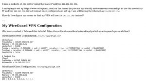 Unable to Configure WireGuard to Use Secondary IP Address Instead of Main IP Address of the Server