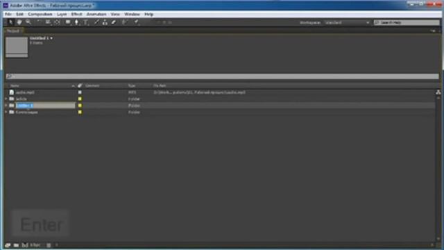Рабочий процесс в Adobe After Effects CS6  Окно Project. Импорт файлов. Создание композиции