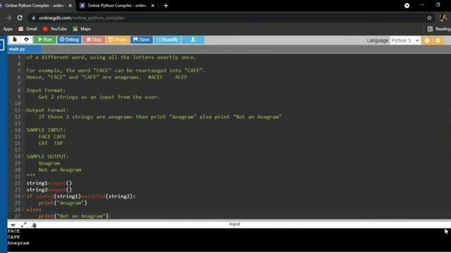 Cracking the code using python #Python #Anagram #BalancedParaentheses смотреть онлайн