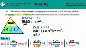 3.51b | Calculate the number of moles and mass: 100.0 mL of 3.8 × 10^−5 M NaCN, the minimum lethal