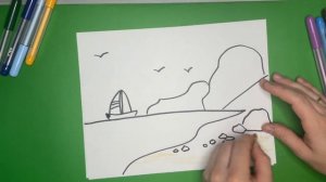 Как нарисовать Берег и Море |  Рисование для детей.