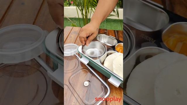 Four Compartment Stainless Steel Lunch Box with a Removable Container