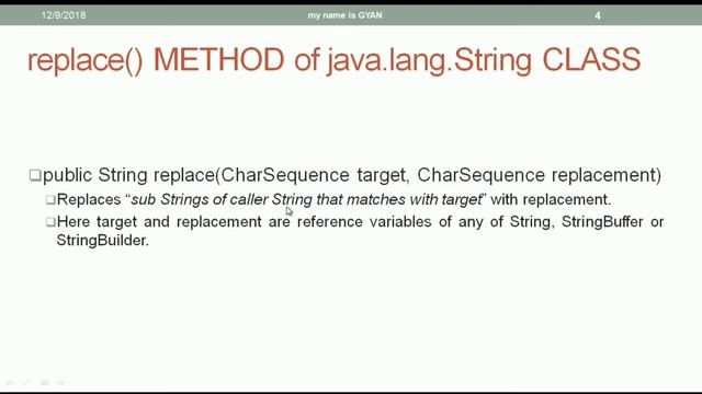 String API in Java | #12 | Replace String Characters | replace() Method of the String Class in Java