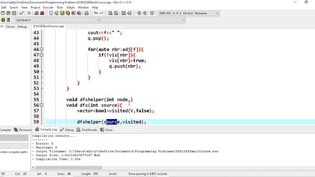 Depth First Search Algorithm | Graphs | Data structures and algorithms | Coding in Tamil | DSA