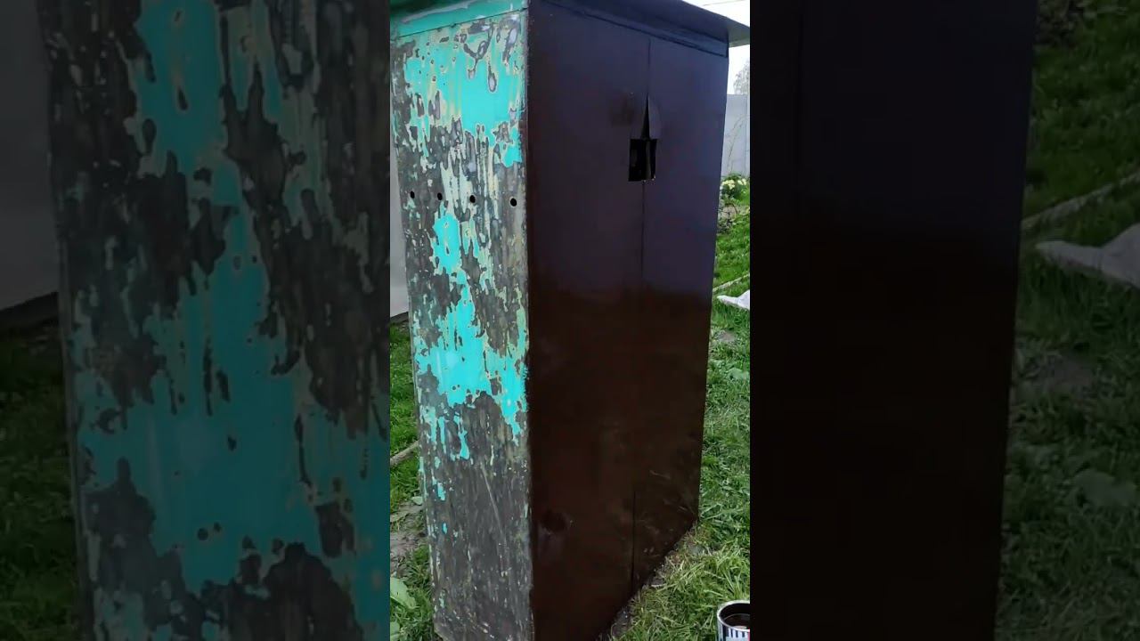Чистка и покраска шкафа для газовых баллонов.