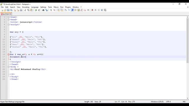 Multidimensional Array used in JavaScript _Full tutorial in Urdu and Hindi