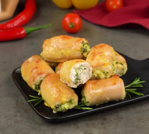 Сливочные рулетики из куриной грудки