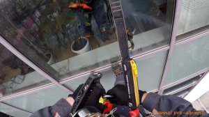 Стоечно-ригельное остекление / Замена стеклопакета альпинистами