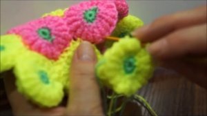 Коврик крючком из мотивов витыми столбиками. Вязание коврика крючком.