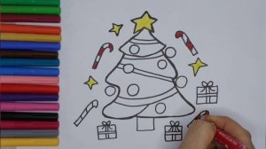 Christmas tree: drawing and coloring a Christmas tree for children and toddlers