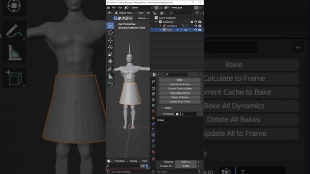 Блендер уроки - анимация одежды на персонаже - симуляция ткани #blender #clothsimulation