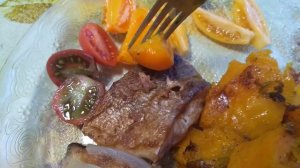 Тыква запеченная  с жареной горбушей