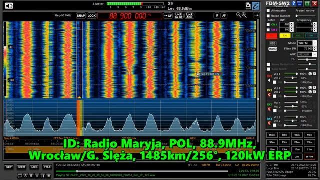 26.10.2022 13:57UTC, [Ms], Radio Maryja, Польша, 88.9МГц, 1485км.