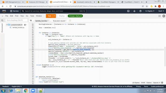 How to get ec2-cloudwtach metrics via AWS lambda function