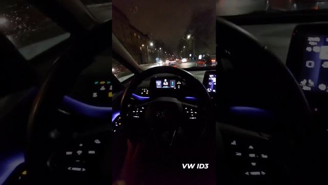 Driving VolksWagen ID3 in night Vilnius!