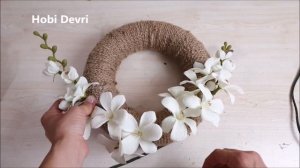 How to Make Jute Wall Hanging,Jute Craft İdeas,Çiçeklerden ve Jüt İpten Çok Kolay Kapı Süsü Yapılış