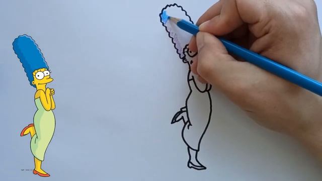 Как нарисовать Симпсонов. Мардж Симпсон карандашами. Рисуем Мардж Симпсон. The Simpsons. смотреть онлайн