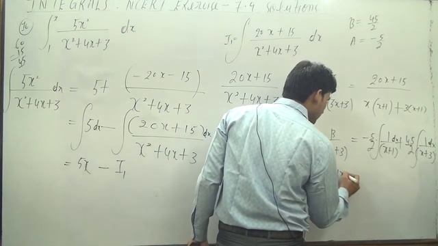 Evaluate the definite integral from limit 1 to 2 5x^2/x^2+4x+3 dx смотреть онлайн