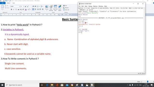 basic syntax in python