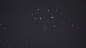 Pleiades through 80 mm ORION telescope + satellite transit