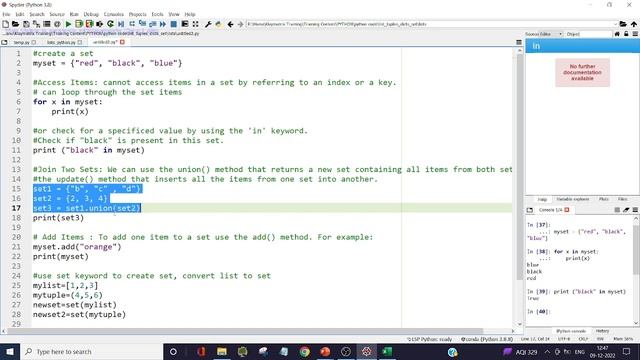 Learning Python - Set