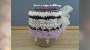 Фееричные вязаные крышки для банки.