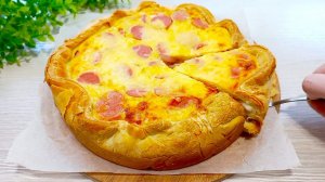 ПИРОГ С СОСИСКАМИ И СЫРОМ! Идеально для ЗАВТРАКА!  Вкуснее пиццы в 100 раз!