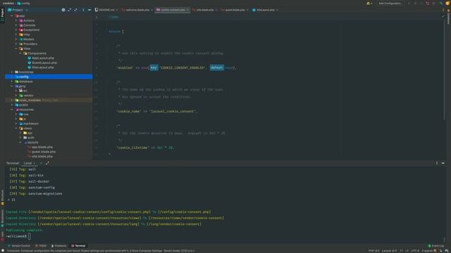 How to import the laravel cookie consent banner package