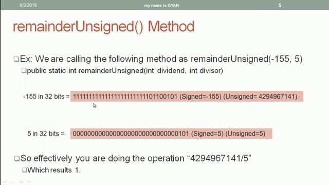 Wrapper Classes in Java | #34 | remainderUnsigned() Method of Integer and Long Wrapper Classes