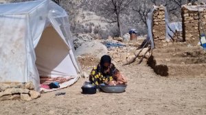 A Nomadic Life: Parvaneh and Shayan's Mountain Adventure | Traditional Water Heating and Bathing