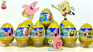 SPONGE BOB Square Pants! Сюрпризы, Игрушки ГУБКА БОБ Квадратные Штаны, Kinder Surprise unboxing