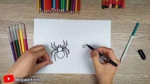 Learn How to draw a Halloween spider and a bat in less than 5 minutes