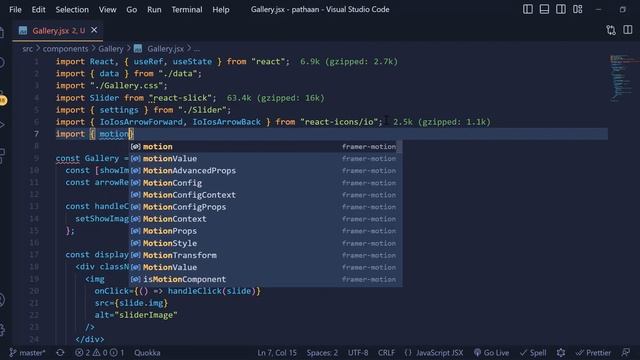 Part - 3 Animated Image Gallery using React JS and framer motion 2023