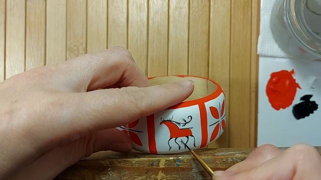 Мезенская роспись. Расписываем браслет. смотреть онлайн