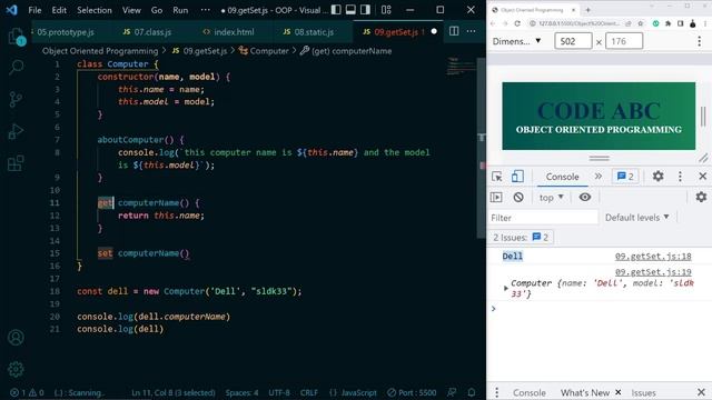 Object Oriented Programming Bangla #9 Getters and Setters with OOP in Javascript Bangla