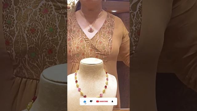 16 Grams Pastel Pink Maroon Gold Combination Necklace | Wholesale Jewellery | Dc Jewellers