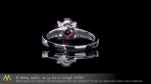 Leon Megé right-hand ring with a natural fuchsia sapphire and channel-set  diamonds r6981