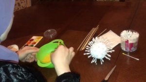 Творческое занятие на тему: "Желтый одуванчик из ватных палочек"