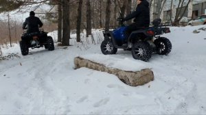 Работа самоблока, зимой на электроквадроцикле Вездеход ЕМ-022.#грузовойквадр#электрическийквадроцик